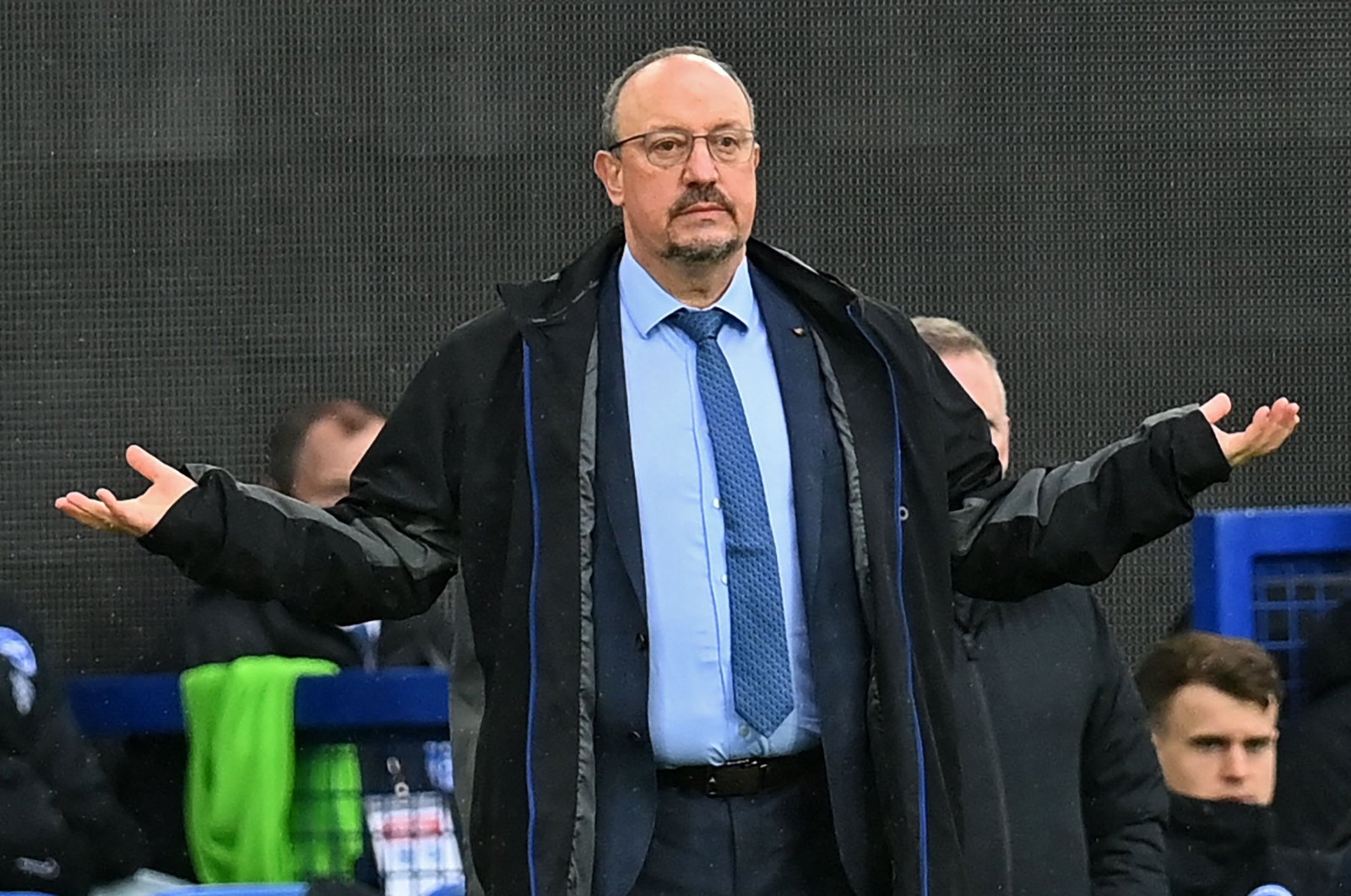 Everton manager Rafael Benitez gestures during a Premier League match against Brighton and Hove Albion, Liverpool, England, Jan. 2, 2022. (AFP Photo)