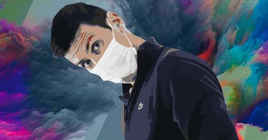 Serbian tennis superstar Novak Djokovic is seen in a face mask in this illustration. (Illustration by Büşra Öztürk)