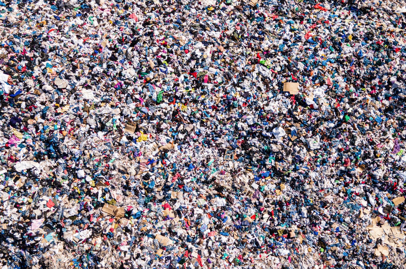 An aerial view of used clothes discarded in the Atacama desert, in Alto Hospicio, Chile, Nov. 25, 2021. (Photo by Getty Images)