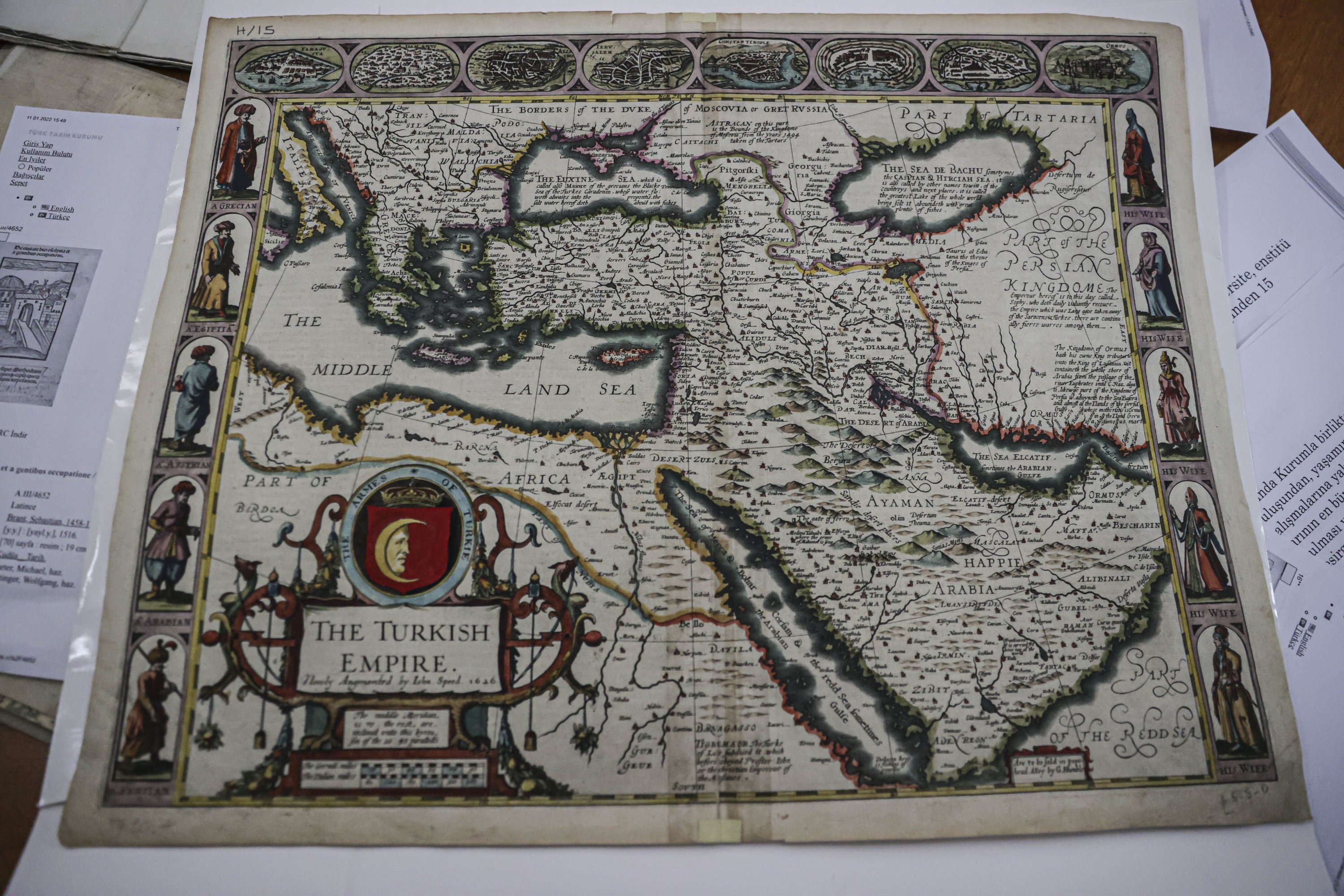 An old map in the TTK library, Ankara, Turkey, January 18, 2022. (AA)