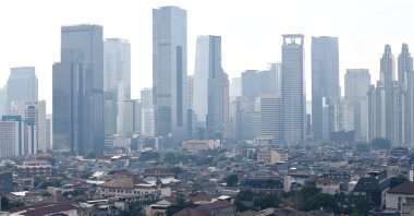 A general view of business buildings as smog covers the capital city of Jakarta, Indonesia, May 19, 2021. (Reuters Photo)