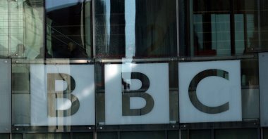 The BBC logo is seen at the BBC Broadcasting House offices and recording studios in London, Britain, Jan. 17, 2022. (Reuters Photo)
