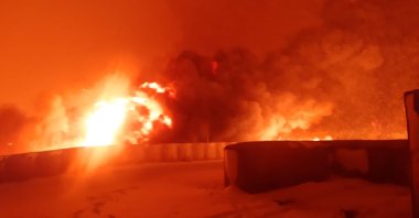 Smoke billows after the explosion on the Kirkuk-Ceyhan oil pipeline in southeastern Kahramanmaraş province on Jan. 18, 2022. (AA Photo)