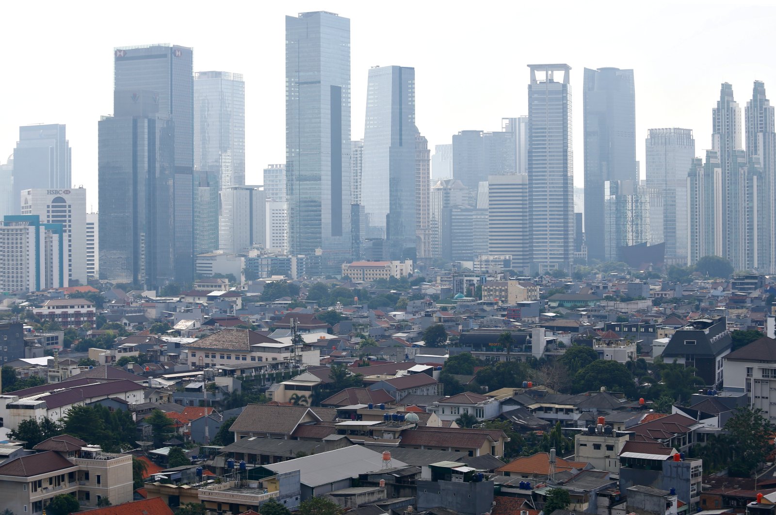 A general view of business buildings as smog covers the capital city of Jakarta, Indonesia, May 19, 2021. (Reuters Photo)