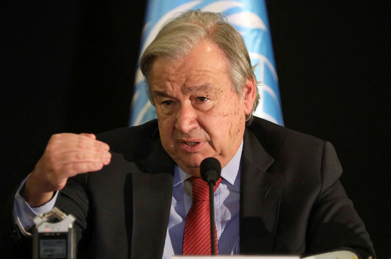 United Nations Secretary-General Antonio Guterres attends a news conference in Beirut, Lebanon, Dec. 21, 2021. (REUTERS Photo)