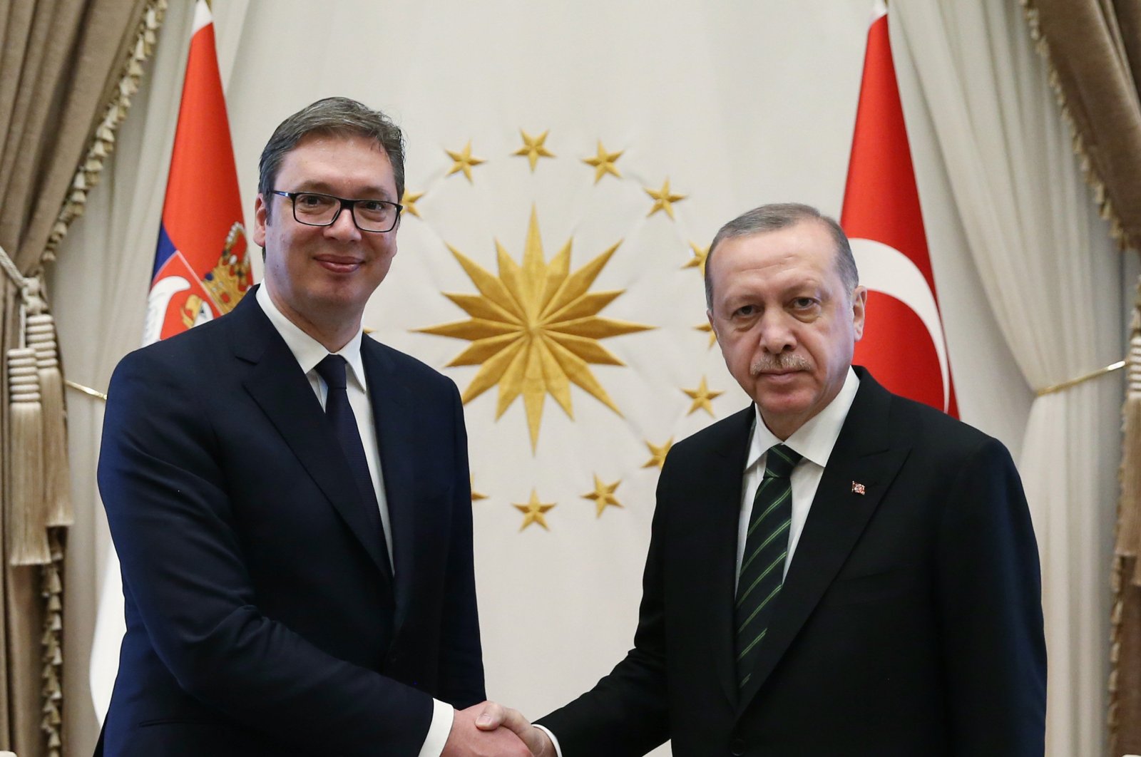 President Recep Tayyip Erdoğan hosts Serbia&#039;s President Aleksandar Vucic in the capital Ankara, Turkey, May 7, 2018. (AA Photo)