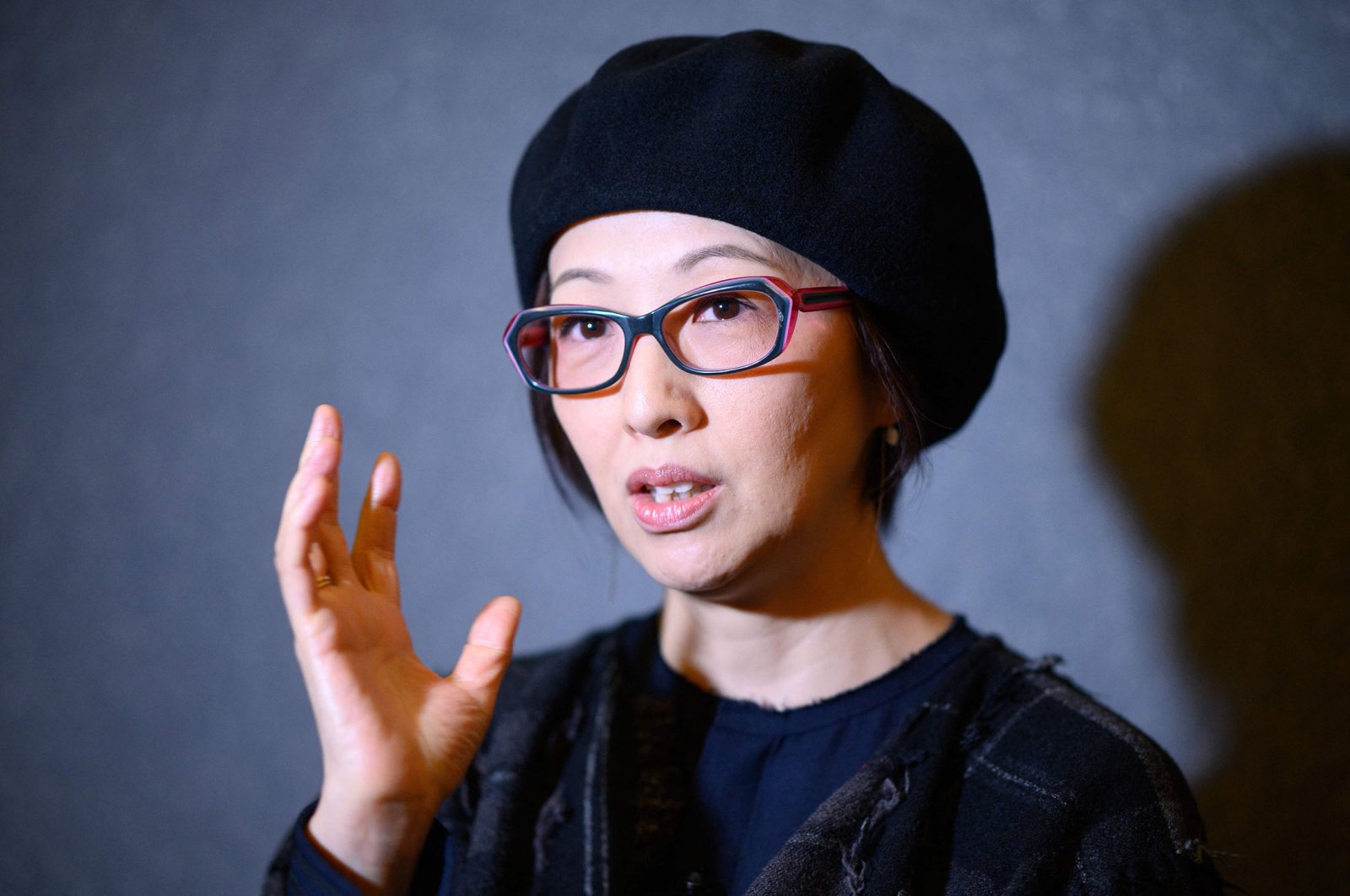 Japanese-born South Korean filmmaker Yang Yonghi gestures during an interview with AFP in Seoul, South Korea, Nov. 29, 2021. (AFP Photo)