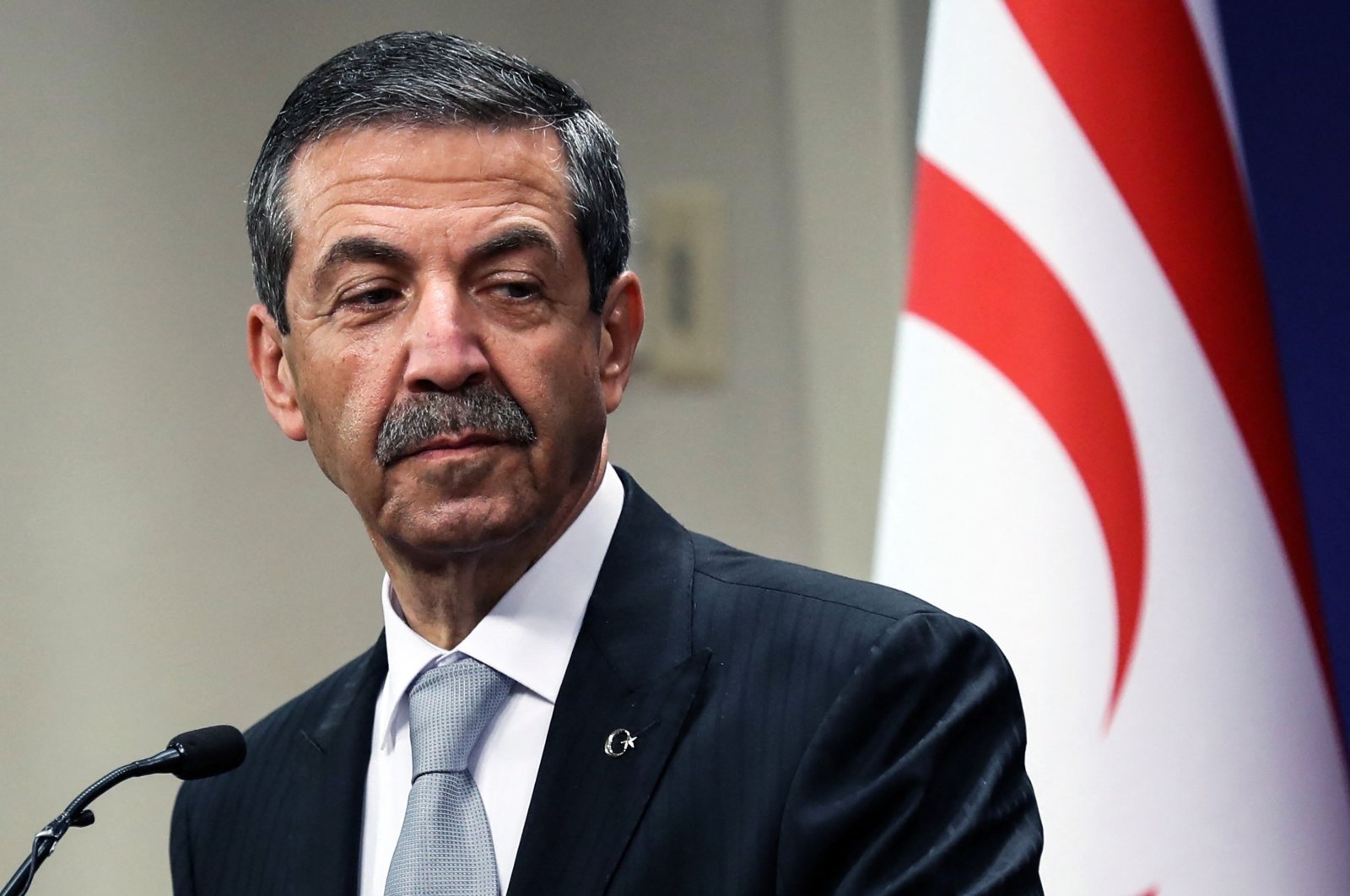 Minister of Foreign Affairs of the Turkish Republic of Northern Cyprus (TRNC) Tahsin Ertuğruloğlu speaks during a press conference in Ankara, Turkey, Jan. 11, 2021. (AFP File Photo)
