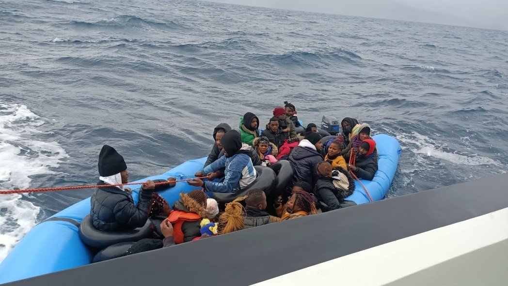 Irregular migrants saved off Dikili coast in Izmir, Wednesday, Jan. 19, 2022. (AA Photo)