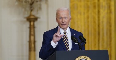 President Joe Biden speaks during a news conference in the East Room of the White House in Washington, D.C., U.S., Jan. 19, 2022. (AP Photo)