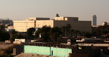 The building of the U.S. Embassy compound is seen in the heavily fortified Green Zone in central Baghdad, Iraq, Dec. 31, 2019. (EPA-EFE Photo)