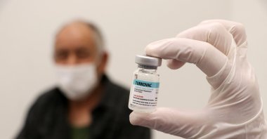 A view of a vial labeled Turkovac at a hospital in Manisa, western Turkey, Dec. 31, 2021. (AA Photo)