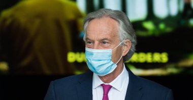 Former British Prime Minister Tony Blair leaves the BBC Broadcasting House in central London after appearing on The Andrew Marr Show, in London, the U.K., June 6, 2021. (Reuters Photo)