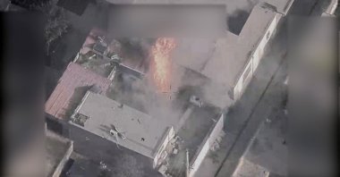 This image from video, released by the Department of Defense, shows a fire in the aftermath of a drone strike in Kabul, Afghanistan on Aug. 29, 2021, that killed 10 civilians. (AP Photo)