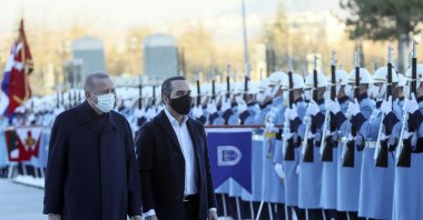 President Recep Tayyip Erdoğan receives El Salvador&#039;s President Nayib Bukele in the capital Ankara, Turkey, Jan. 20, 2022. (AA Photo)