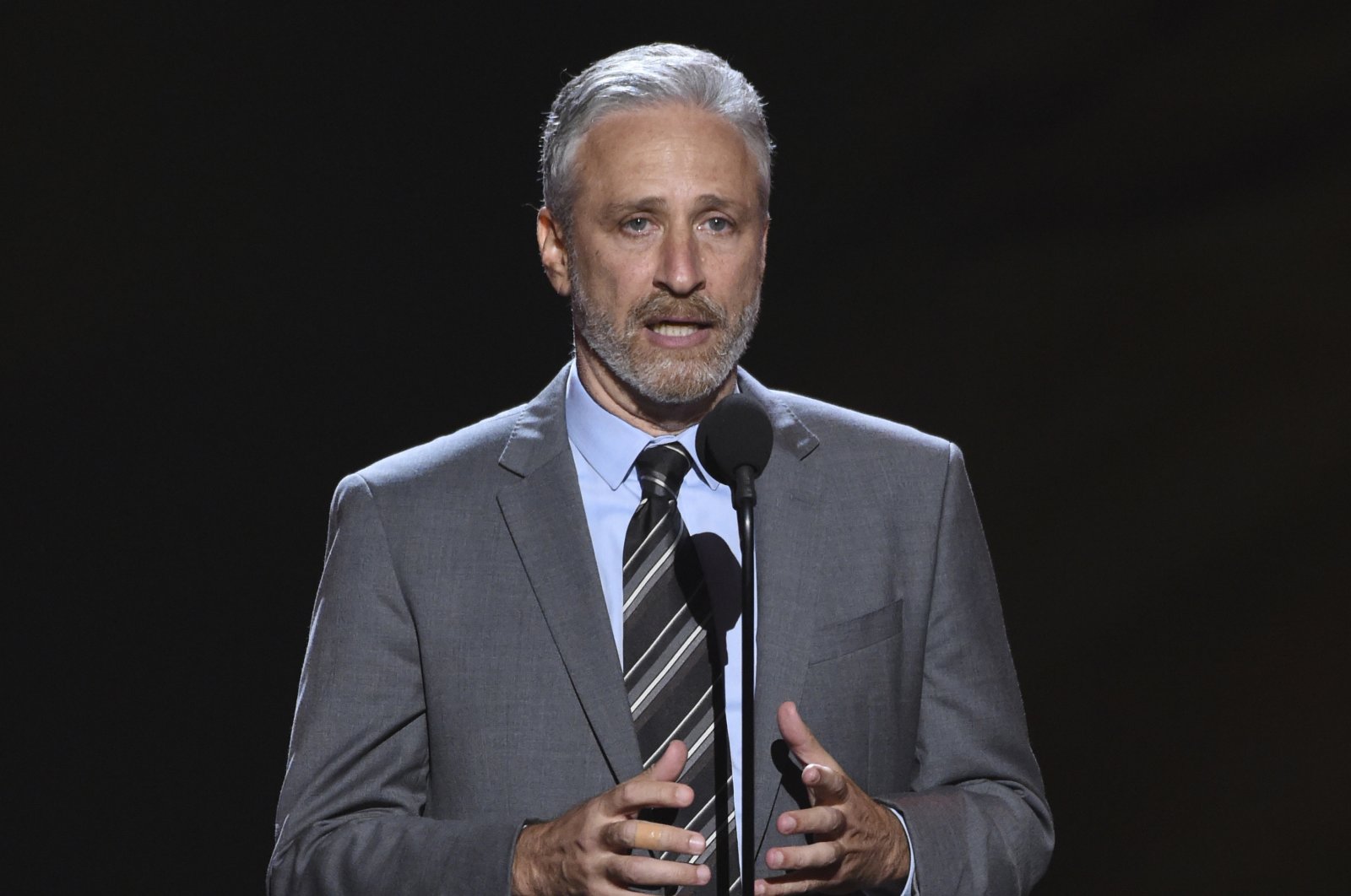 Jon Stewart presents the Pat Tillman award for service on July 18, 2018, at the ESPY Awards in Los Angeles, U.S. (AP Photo)