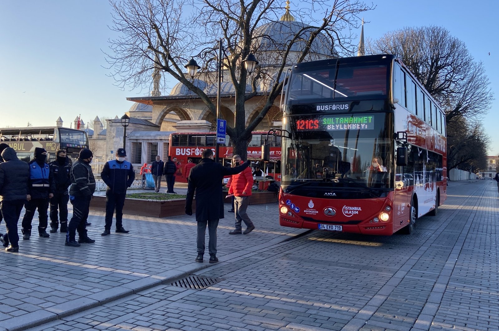A view of a new sightseeing bus operated by the Istanbul Metropolitan Municipality (IBB) in Istanbul, Turkey, Jan. 20, 2022. (IHA Photo)