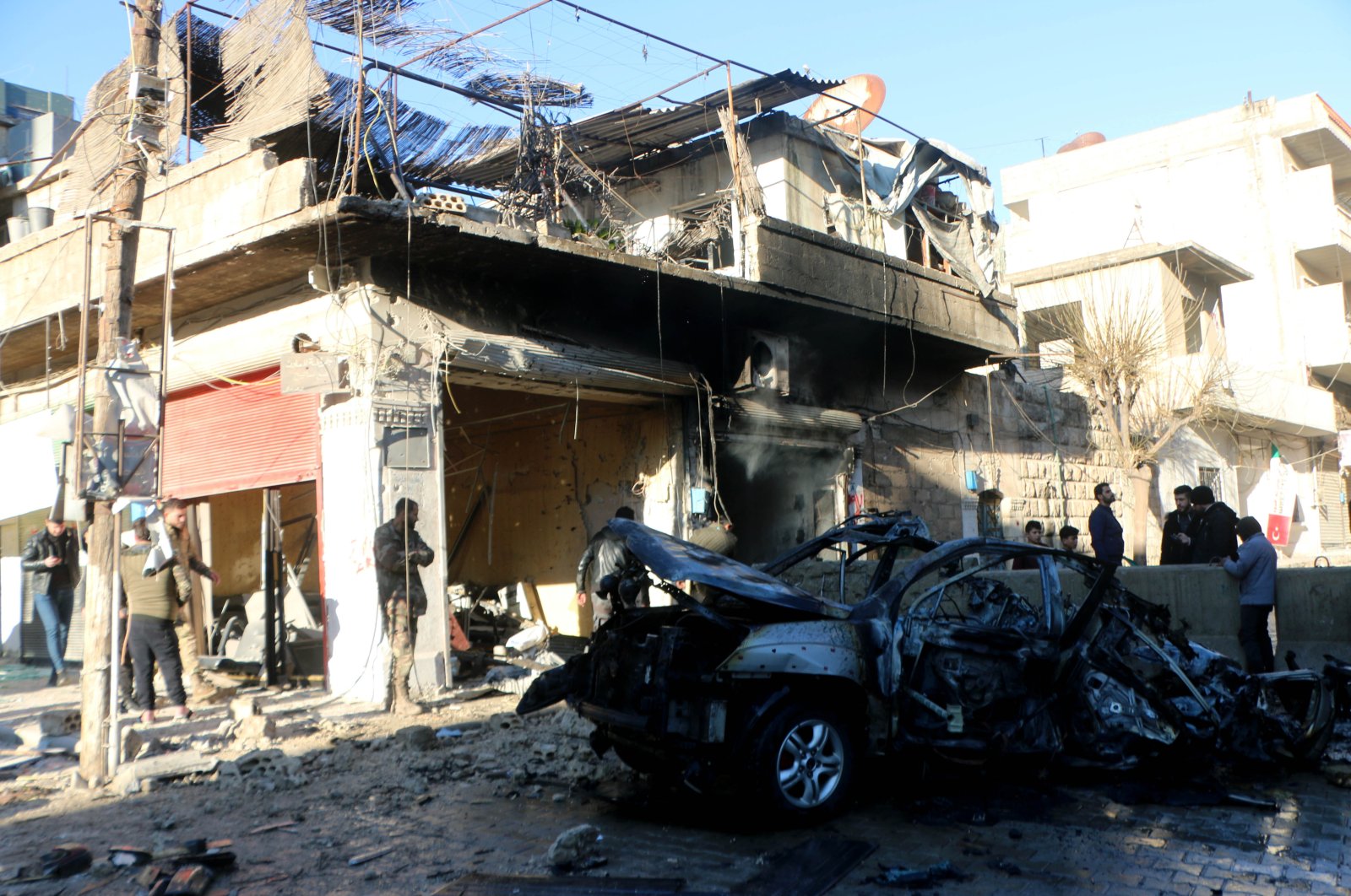 A YPG terrorist attack on Afrin province has killed four civilians and injured dozens more, Afrin, Syria, Jan.20, 2022 (AA Photo) 