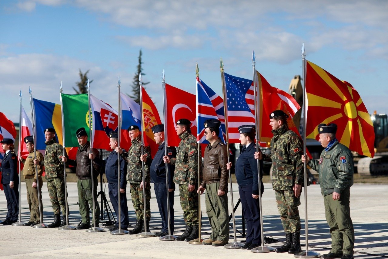 A ceremony is held as NATO kicks off modernization efforts in the Kuchova Base in Albania on Jan. 20, 2022. (AA Photo)