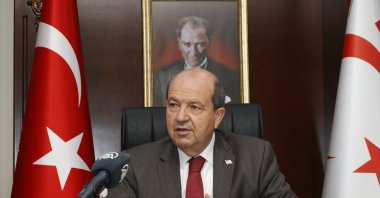 TRNC President Ersin Tatar speaks to Anadolu Agency (AA) in an interview, Turkish Republic of Northern Cyprus, Jan. 20, 2022 (AA Photo)