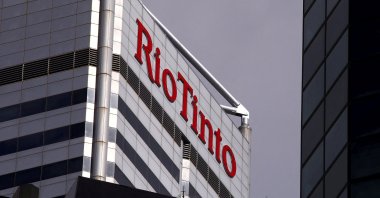 A sign adorns the building where mining company Rio Tinto has their office in Perth, Western Australia, Nov. 19, 2015. (Reuters Photo)