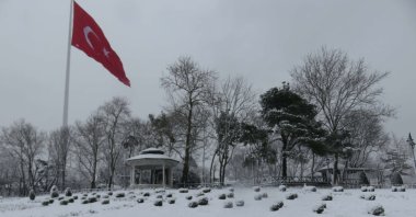 A view from Çamlıca Hill, the highest point in the city, during snowfall, Istanbul, Turkey, Jan. 22, 2022. (DHA Photo)