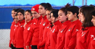 Vanspor women's football team players during a trainig session, Van, Turkey, Jan. 11, 2022. (Photo Courtesy of Vanspor)