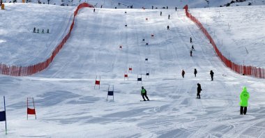 A skiing contest commences in Erzincan, eastern Turkey, Jan. 16, 2022. (AA Photo)