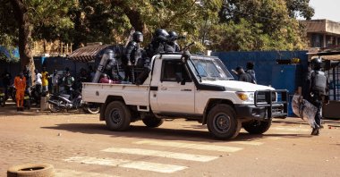 Security forces patrol the streets during a demonstration in Ouagadougou, Burkina Faso, Jan. 22, 2022. (AFP Photo)