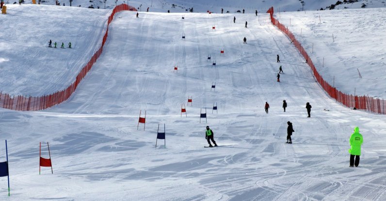 A skiing contest commences in Erzincan, eastern Turkey, Jan. 16, 2022. (AA Photo)