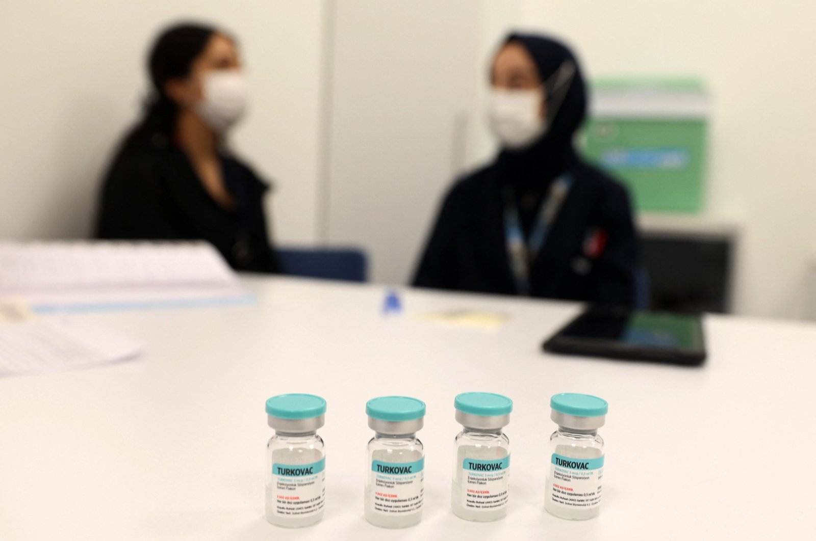 Vials of the Turkovac COVID-19 vaccine are seen at a vaccination center as Turkey starts to administer its homegrown vaccine at Ankara City Hospital in Ankara, Turkey, Jan. 4, 2022. (AFP Photo)