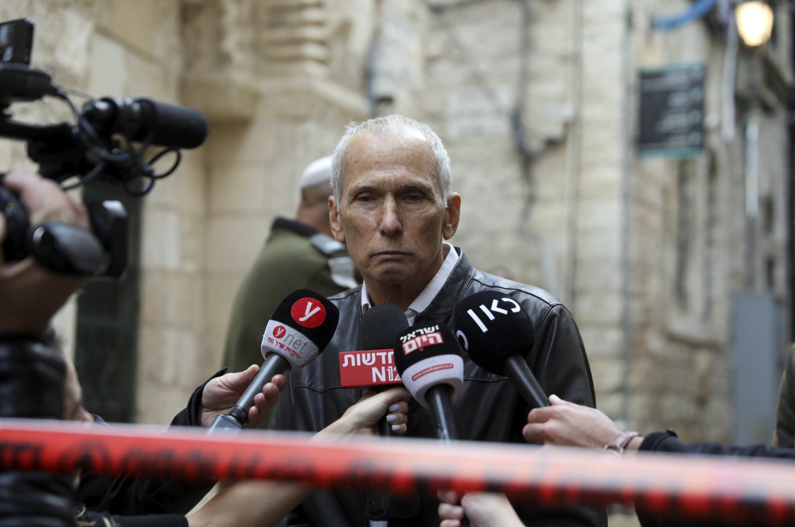 Israel&#039;s government minister for public security Omer Barlev speaks to the media at the scene of a Palestinian shooting attack in Jerusalem&#039;s Old City, occupied Palestine, Nov. 21, 2021. (AP Photo)
