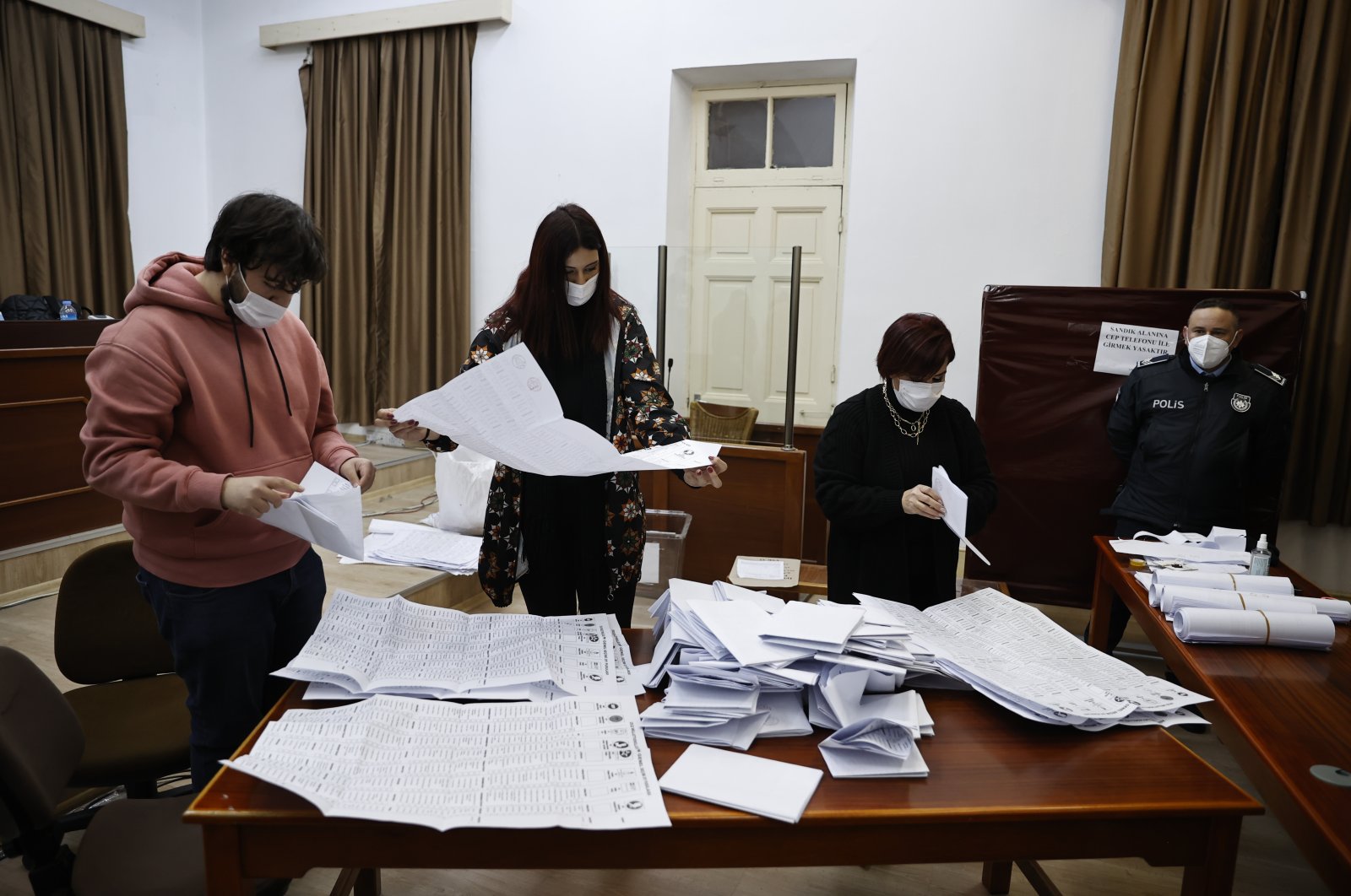 Votes are being counted at a polling station in the Turkish Republic of Northern Cyprus, on Jan. 23, 2022 (AA Photo)