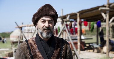 Ayberk Pekcan is seen at the Resurrection Ertuğrul set in this photo taken on Sept. 19, 2015 (AA Photo)