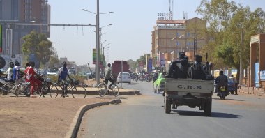 Police patrols quiet streets in Ouagadougou, Burkina Faso, Jan. 24, 2022. (EPA Photo)