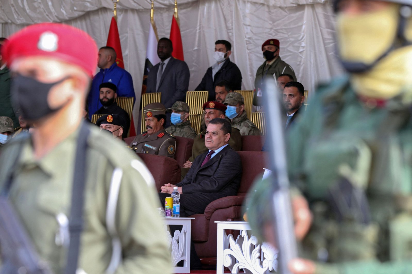 Libyan Prime Minister Abdul Hamid Mohammed Dbeibah attends a military graduation ceremony in the capital Tripoli, Libya, Jan. 23, 2022. (AFP Photo)