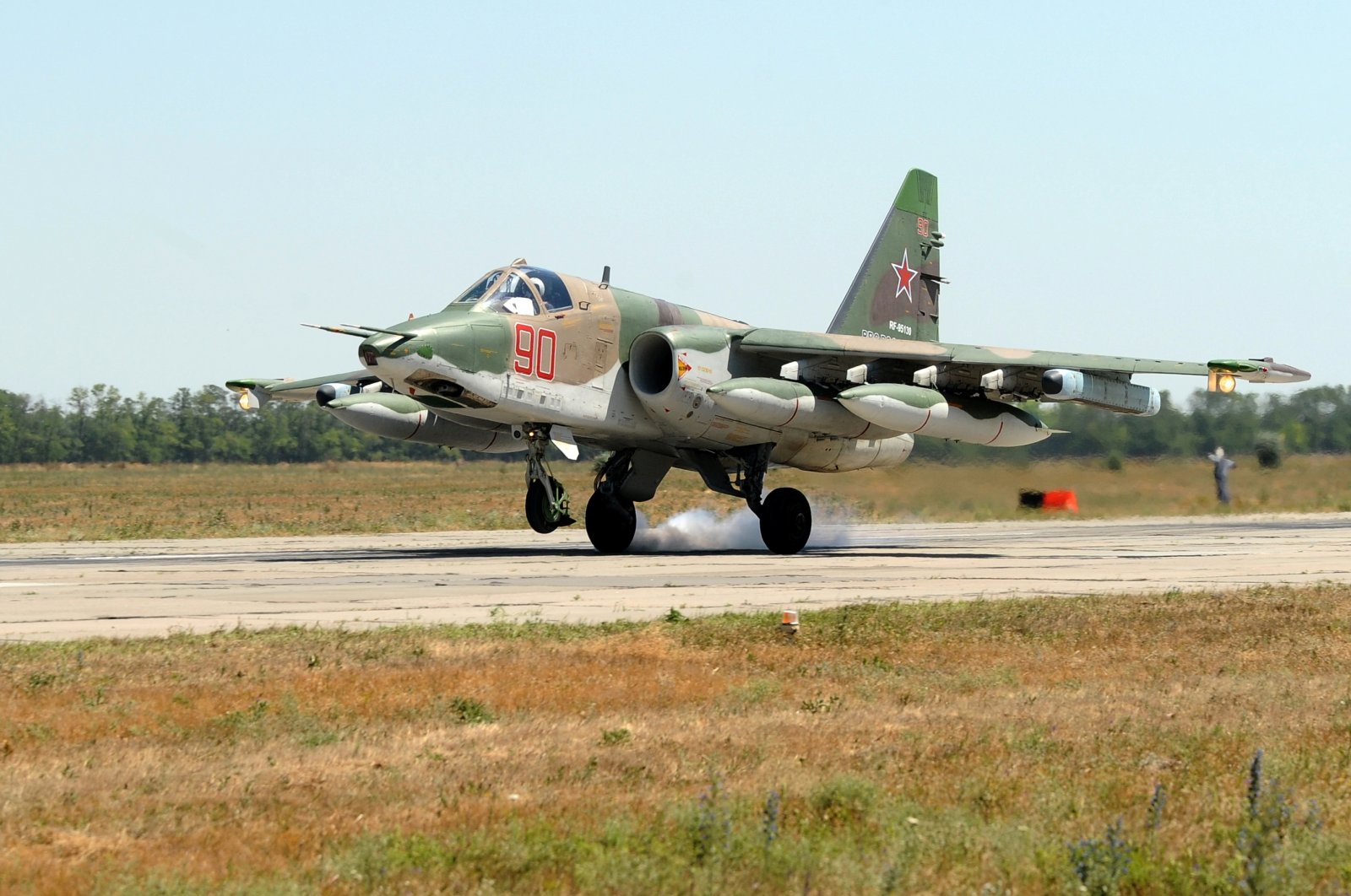 A Su-25 fighter jet, which took part in the Russian mission in Syria, lands at a military airport in Krasnodar Region, Russia July 4, 2018. (Reuters File Photo)