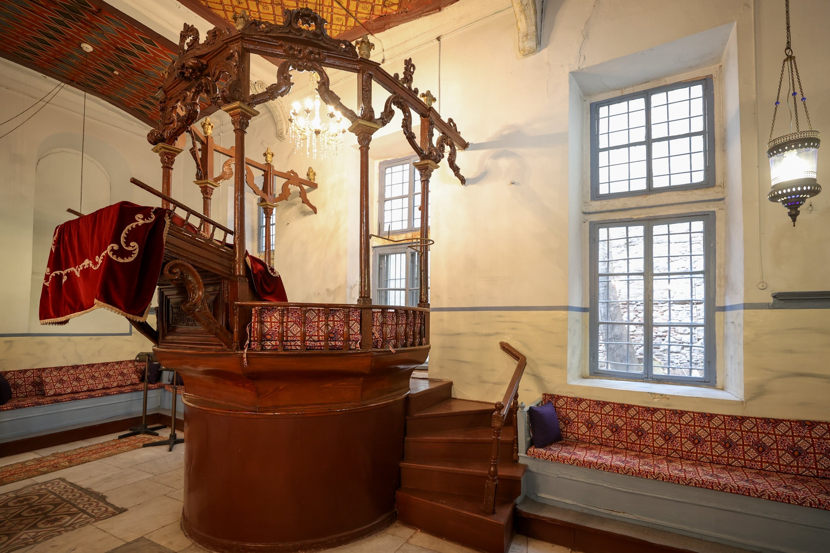 An interior view from the Şalom Synagogue, Izmir, Turkey, Jan. 24, 2022. (AA)