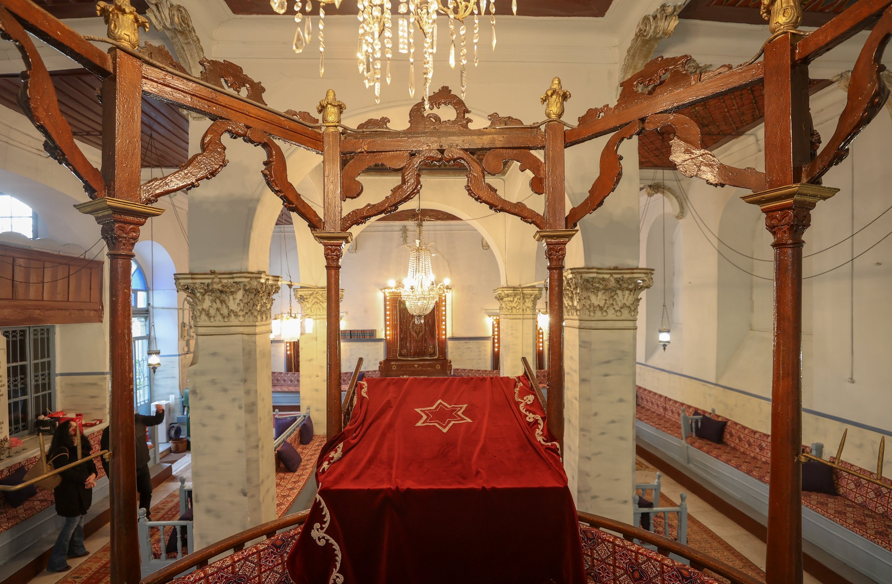An interior view from the Şalom Synagogue, Izmir, Turkey, Jan. 24, 2022. (AA)