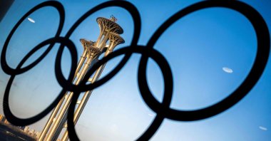 The Beijing Olympic Tower is seen from the Main Media Centre (MMC), Beijing, China, Jan. 25, 2022. (AFP Photo)