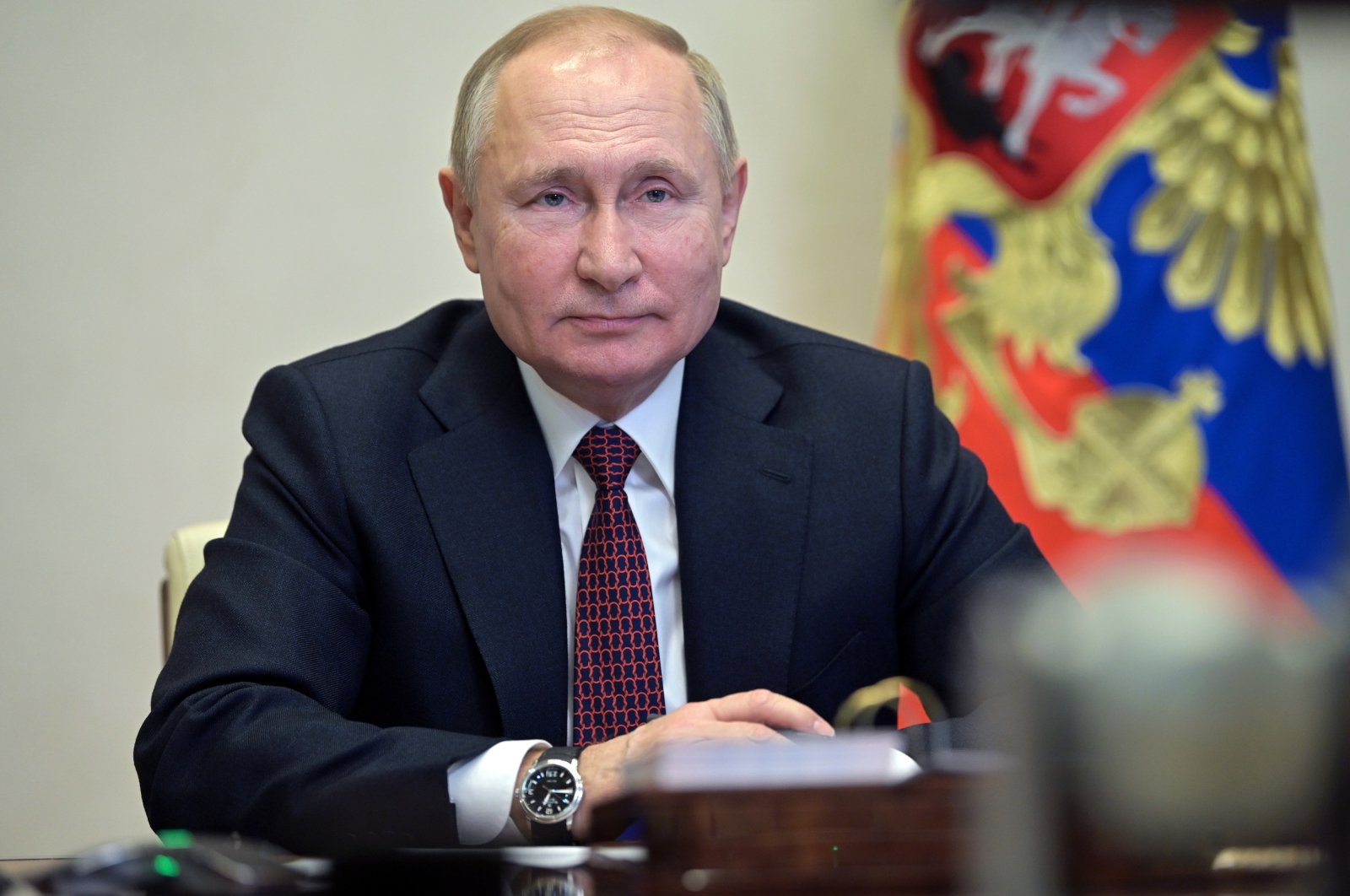 Russian President Vladimir Putin in Moscow, Russia, Jan. 25, 2022. (Kremlin Pool Photo via AP)