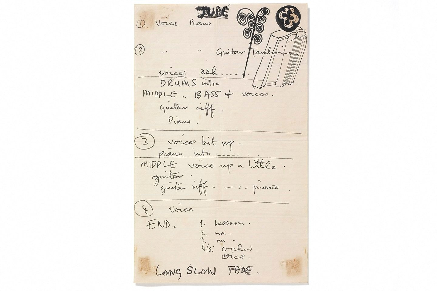 Catatan tulisan tangan Paul McCartney pada lagu 1968 