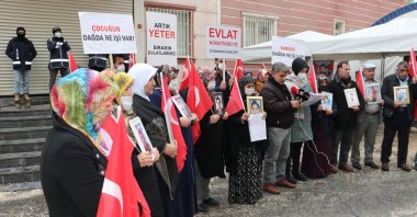 Families in Diyarbakır continue to protest the abduction of their children, some with disabilities, by the PKK, Diyarbakır province, Turkey, Jan. 25, 2022 (AA Photo)