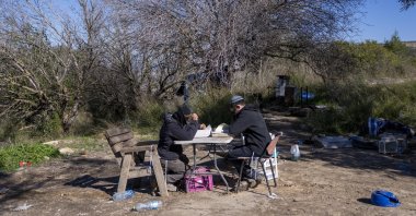 Jewish settlers study Torah at the West Bank outpost of Homesh, near the Palestinian village of Burqa, Jan. 17, 2022. (AP Photo)