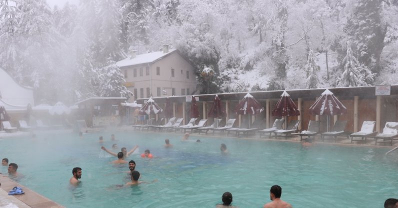 People enjoy natural hot springs of Yalova, Turkey, Jan. 25, 2022. (AA Photo)
