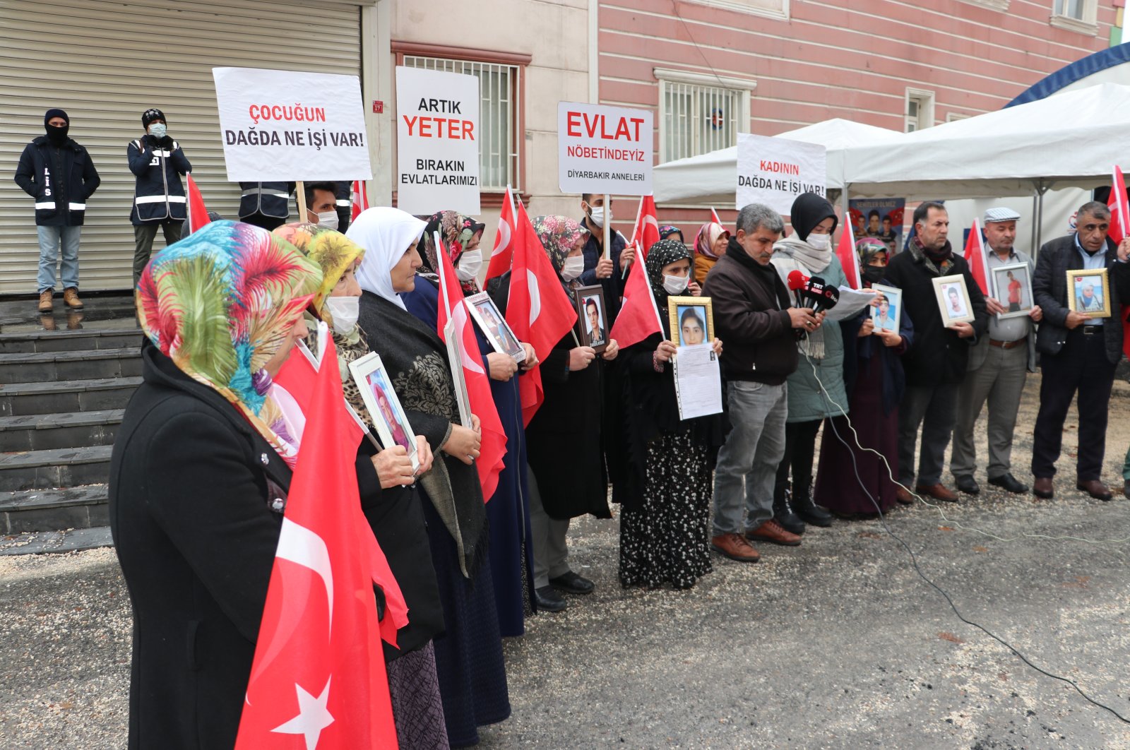Families in Diyarbakır continue to protest the abduction of their children, some with disabilities, by the PKK, Diyarbakır province, Turkey, Jan. 25, 2022 (AA Photo)