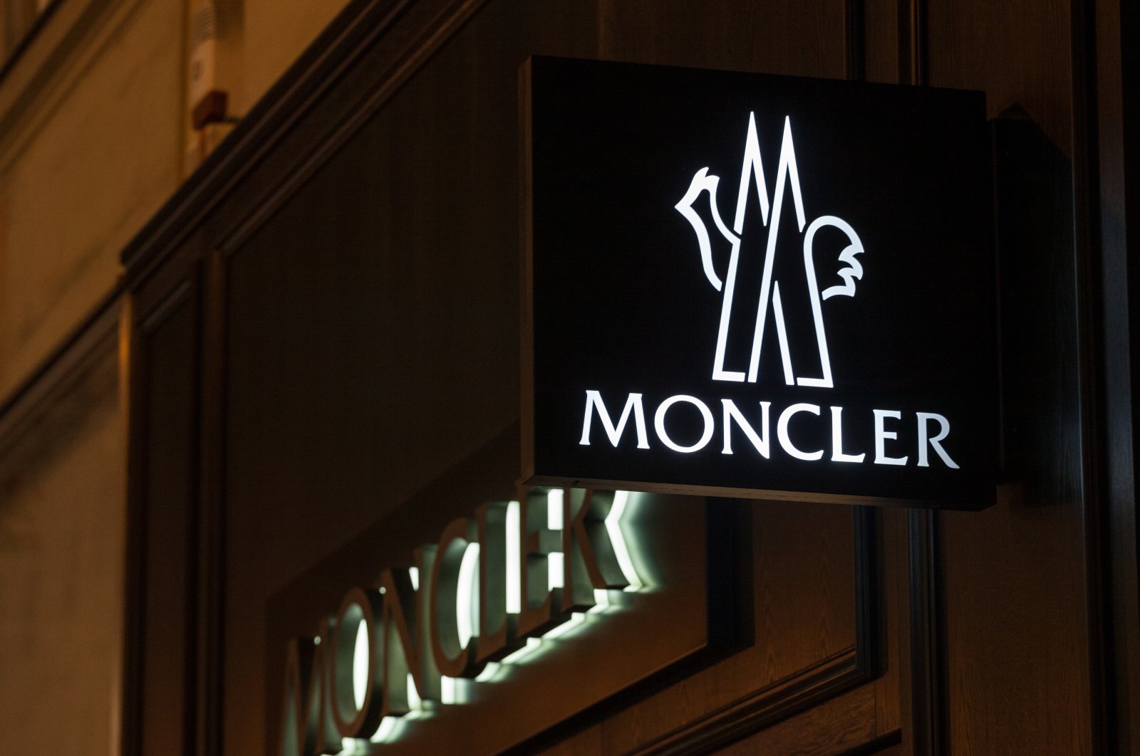 The Moncler logo in front of their boutique for Vienna. (Shutterstock Photo)