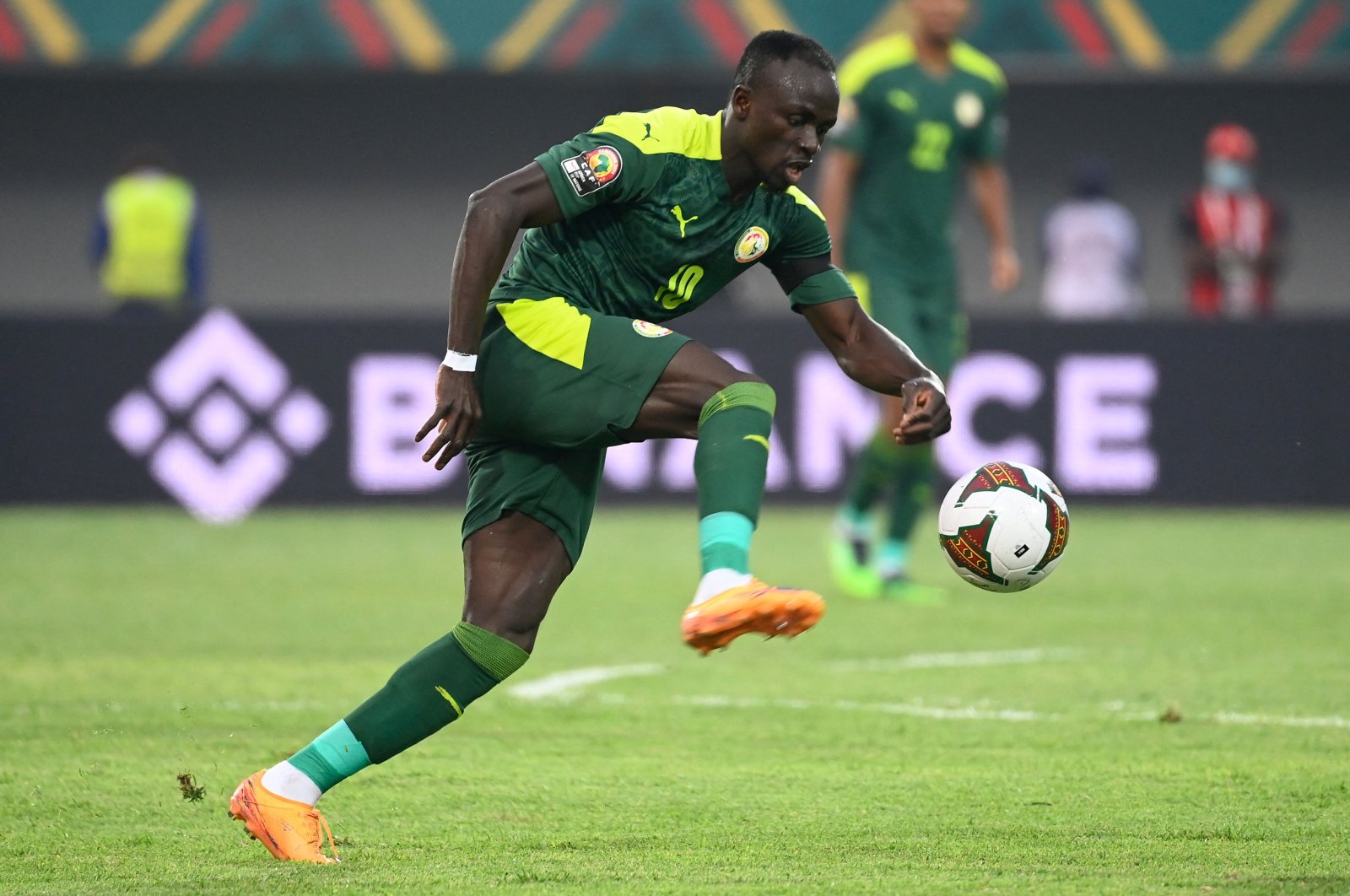 Senegal forward Sadio Mane controls the ball during an AFCON match against Cape Verde, Bafoussam, Cameroon, Jan. 25, 2022. (AFP Photo)