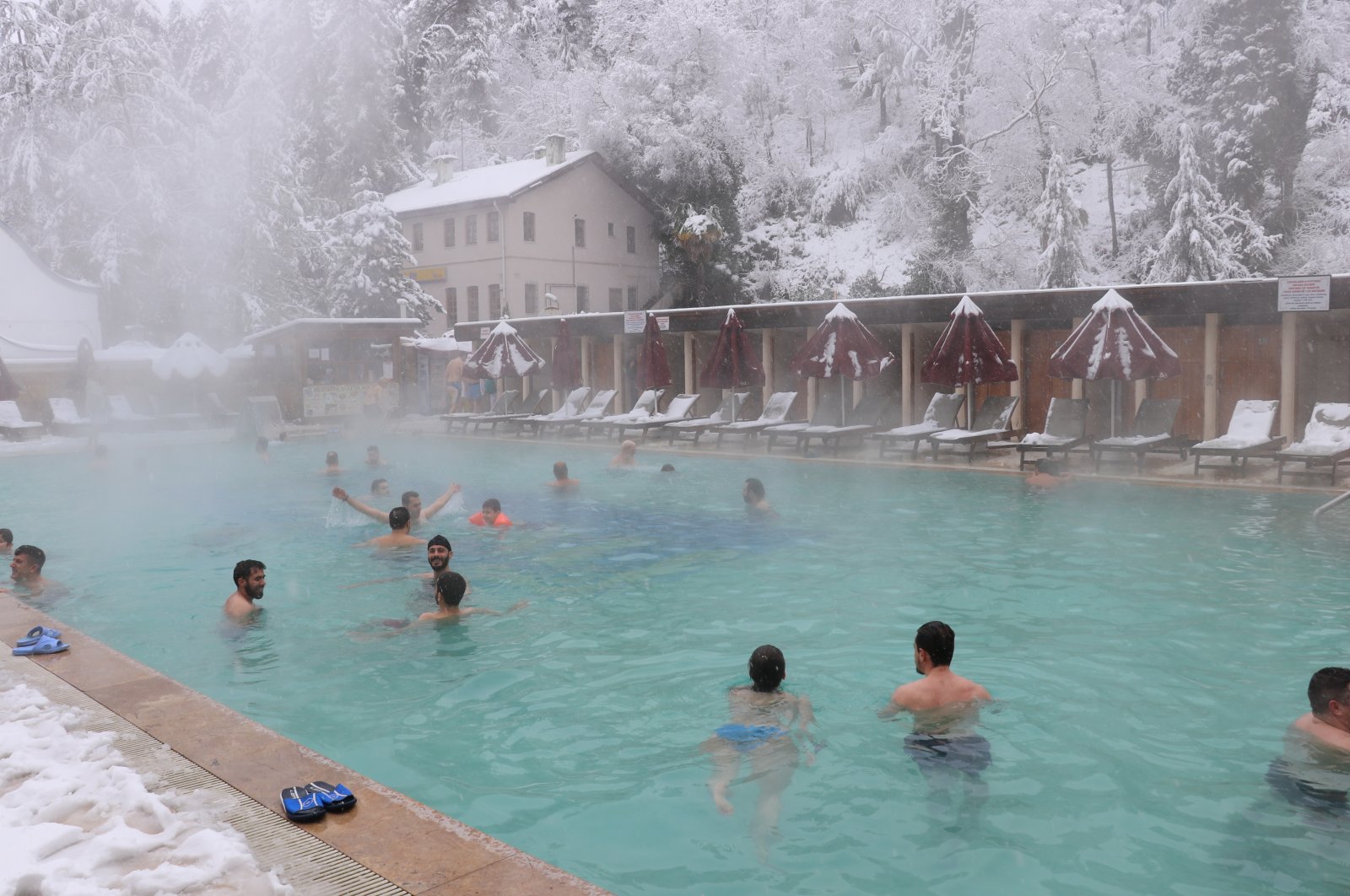 People enjoy natural hot springs of Yalova, Turkey, Jan. 25, 2022. (AA Photo)
