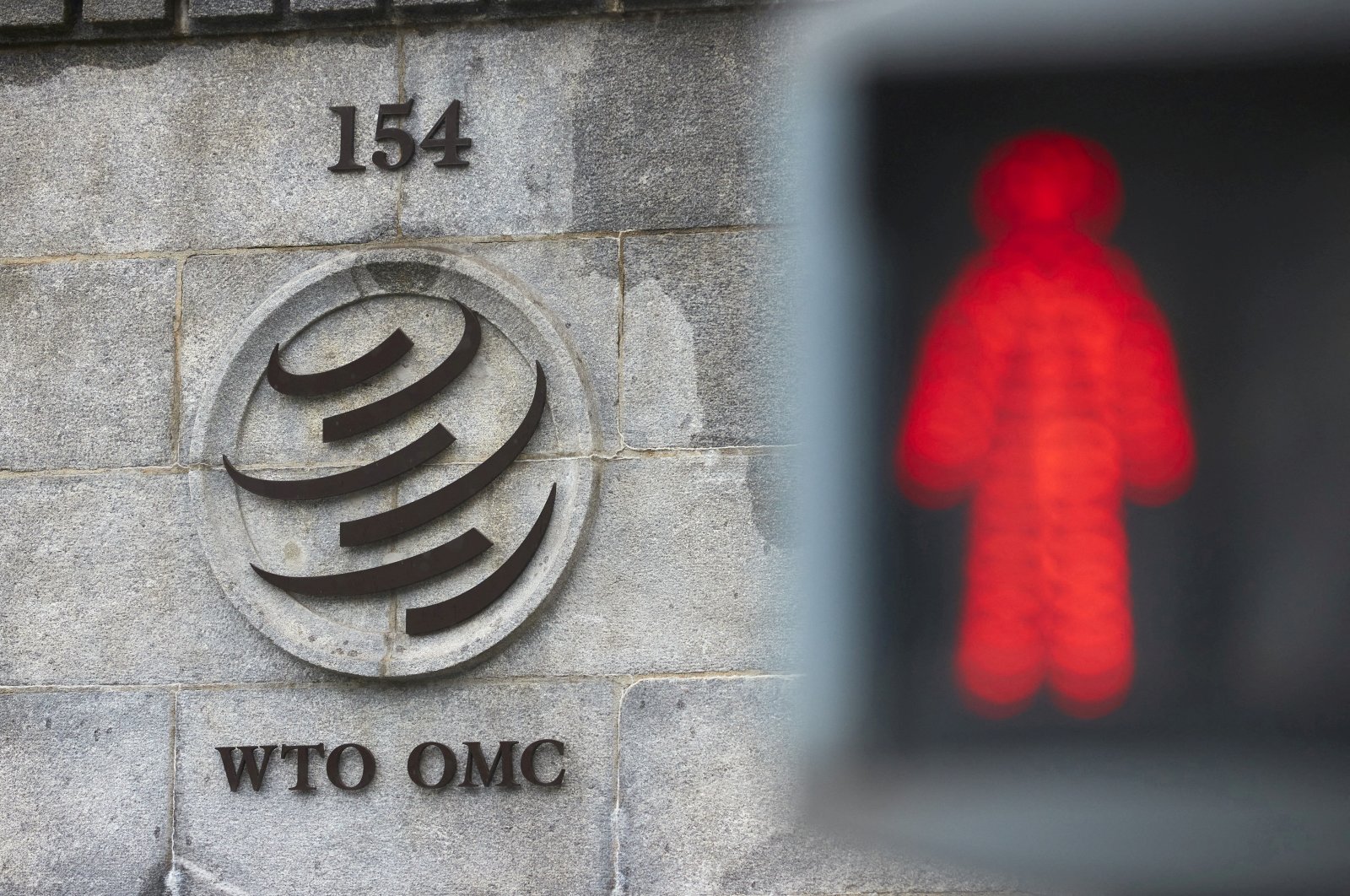 A logo is pictured on the World Trade Organisation (WTO) building in Geneva, Switzerland, July 15, 2021. (Reuters Photo)